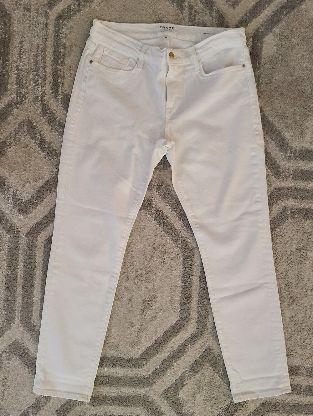 Frame Le Garcon Denim White Skinny Jeans - High Rise Slim Fit Size 28
